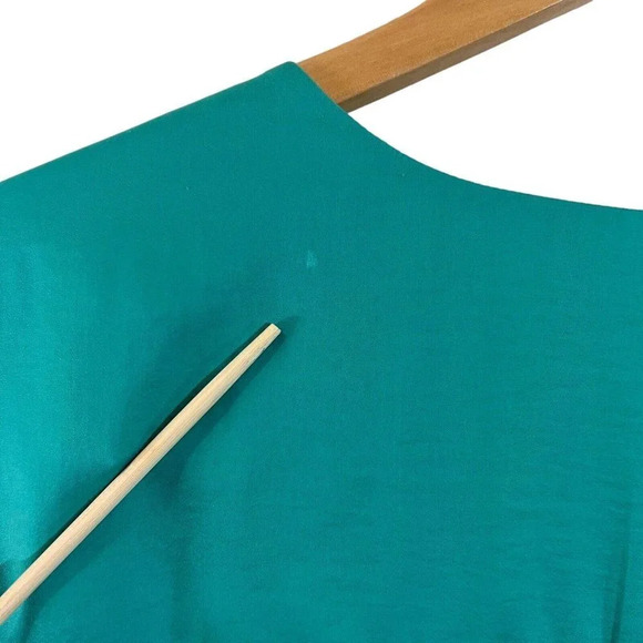 Renuar Aqua Blue Tunic Blouse Size XL Silky 3/4 Sleeves Pleated Lightweight Top - Picture 5 of 9